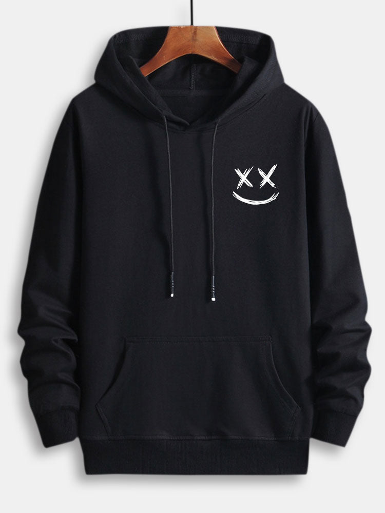 Kapuzenpullover aus Baumwolle mit Smiley-Print