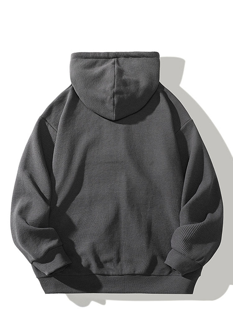 Relaxed Waffle Zip Hoodie