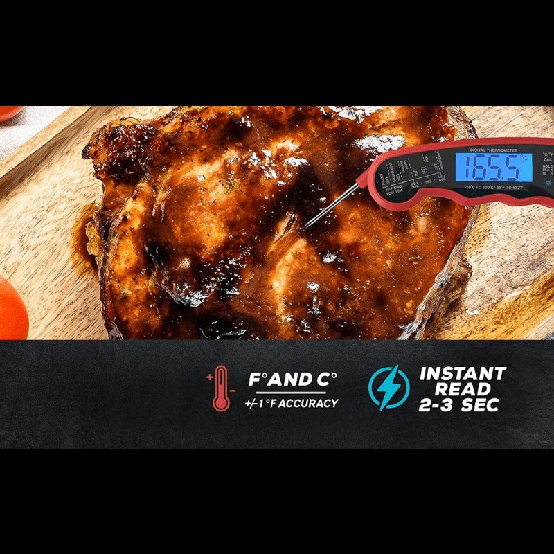 Digital Food Thermometer in a Folding Design with a Backlit Display and a Calibration Mode