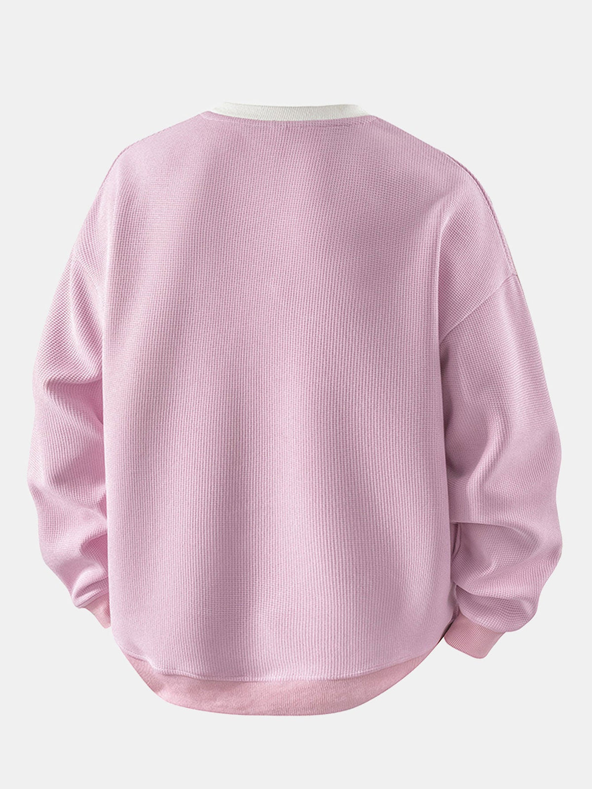 Relax Fit Stripe Waffle Crew Neck Sweatshirt