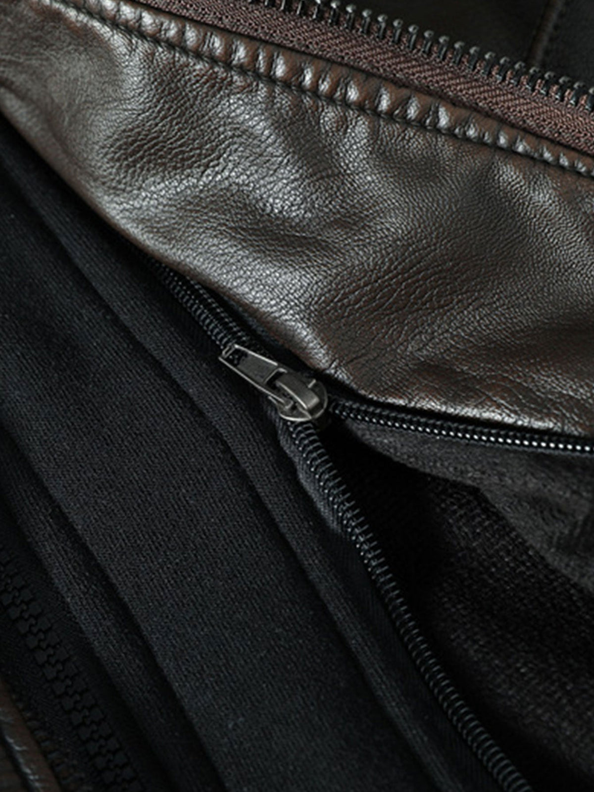 2 In 1 PU Leather Jacket With Detachable Hood