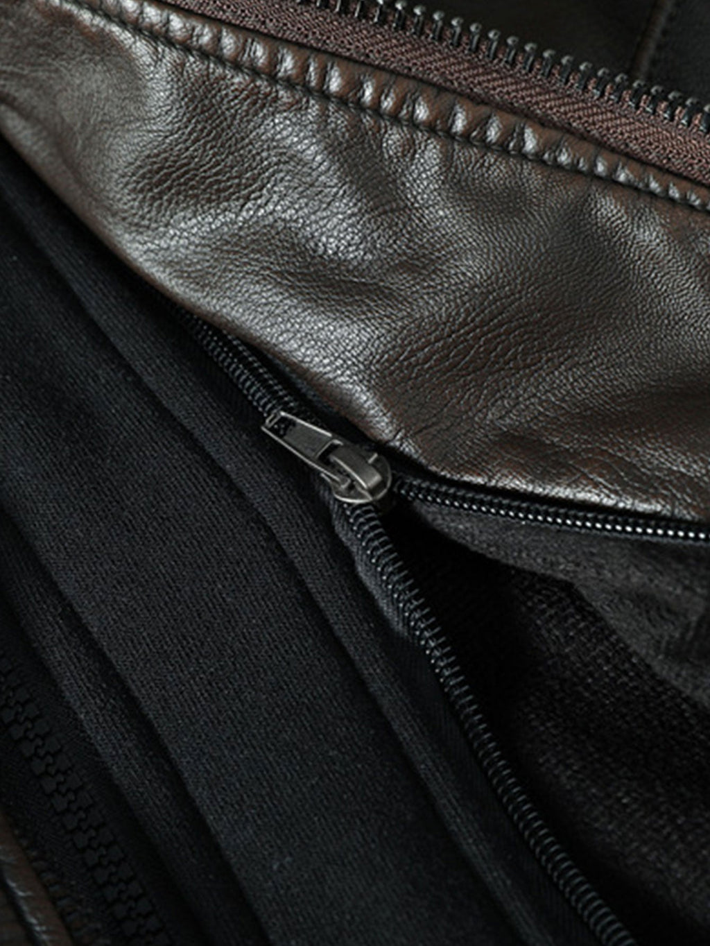 2 In 1 PU Leather Jacket With Detachable Hood