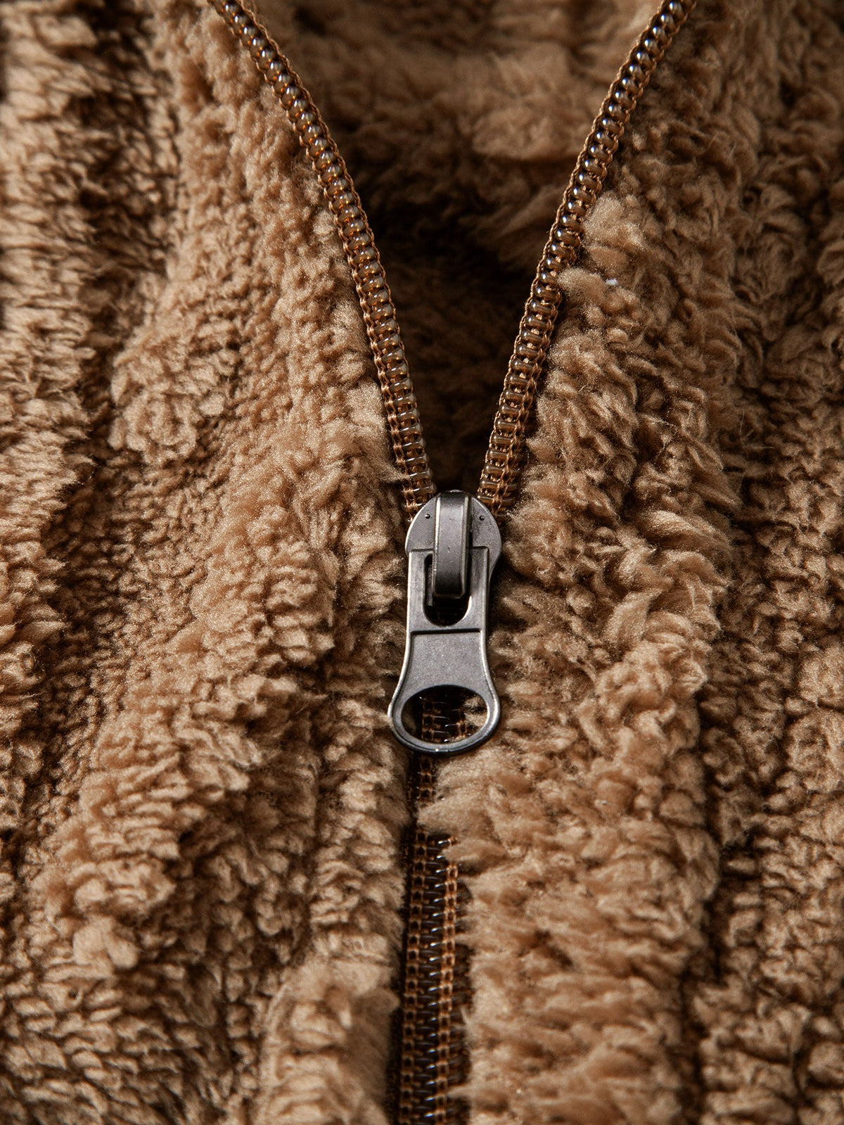 Geometric Jacquard Teddy Fleece Zip Up Hoodie