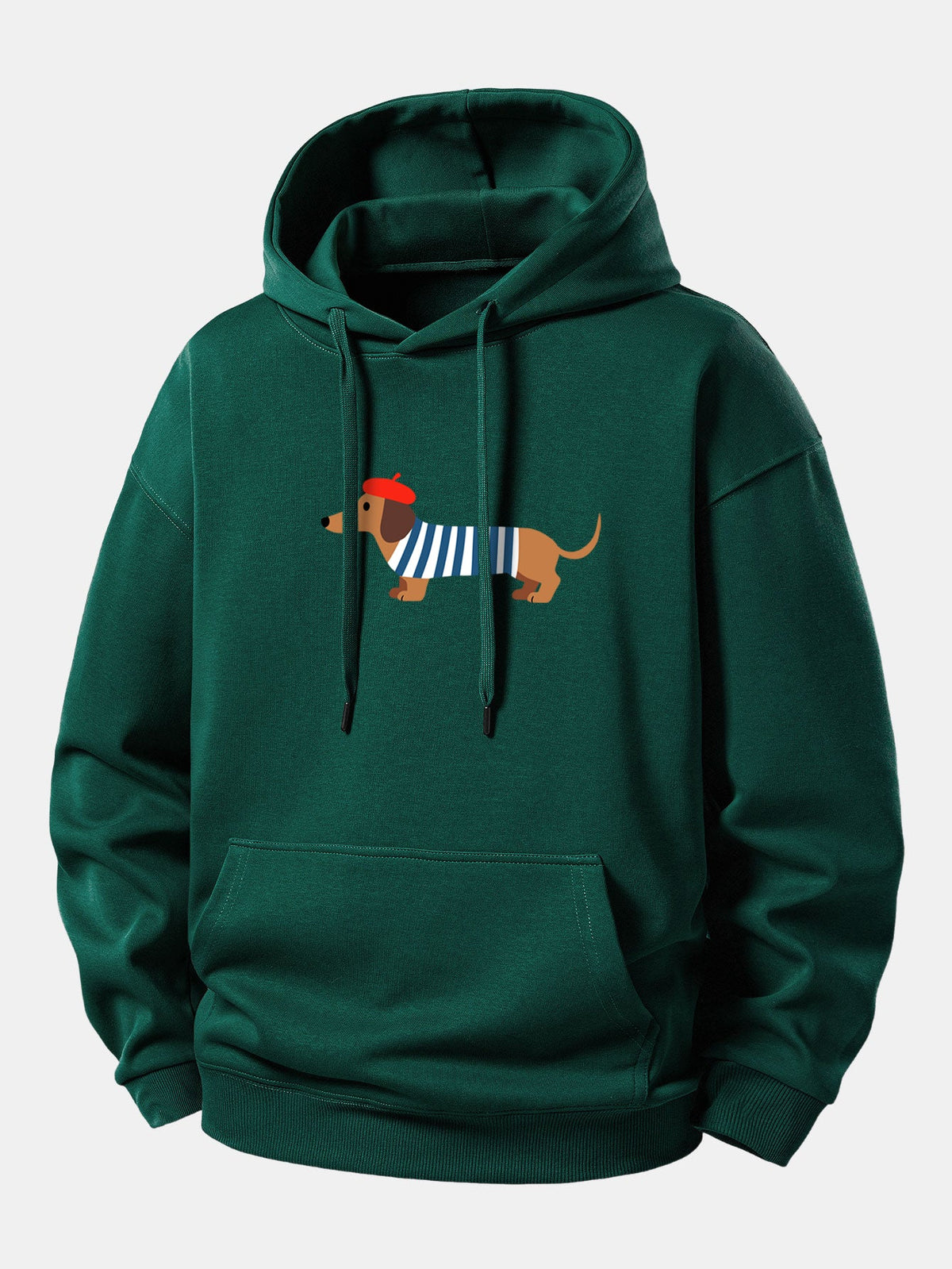 French Dachshund Print Relax Fit Hoodie