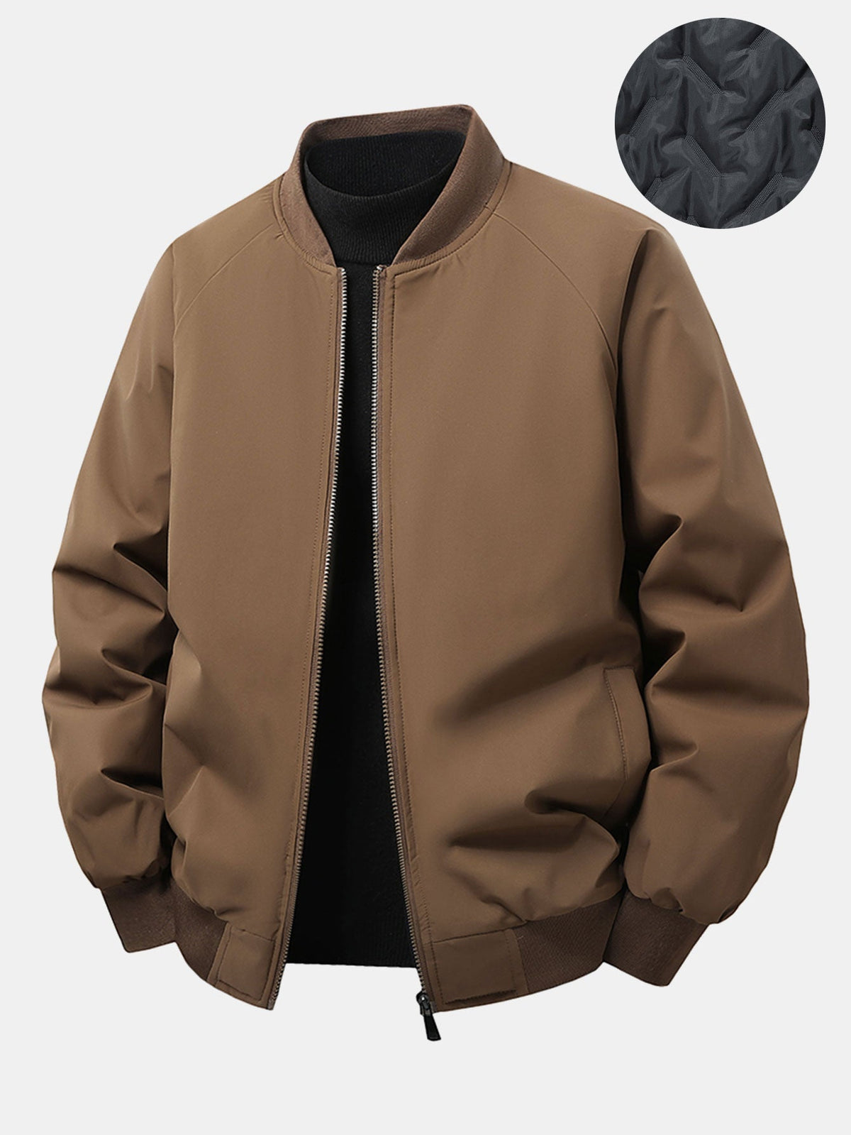 Padded Lining Zip-Up Bomber Jacket