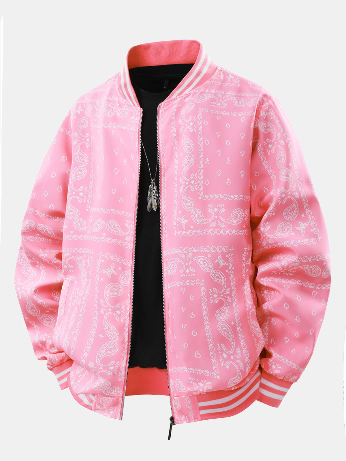 Paisley Print Baseball Jacket