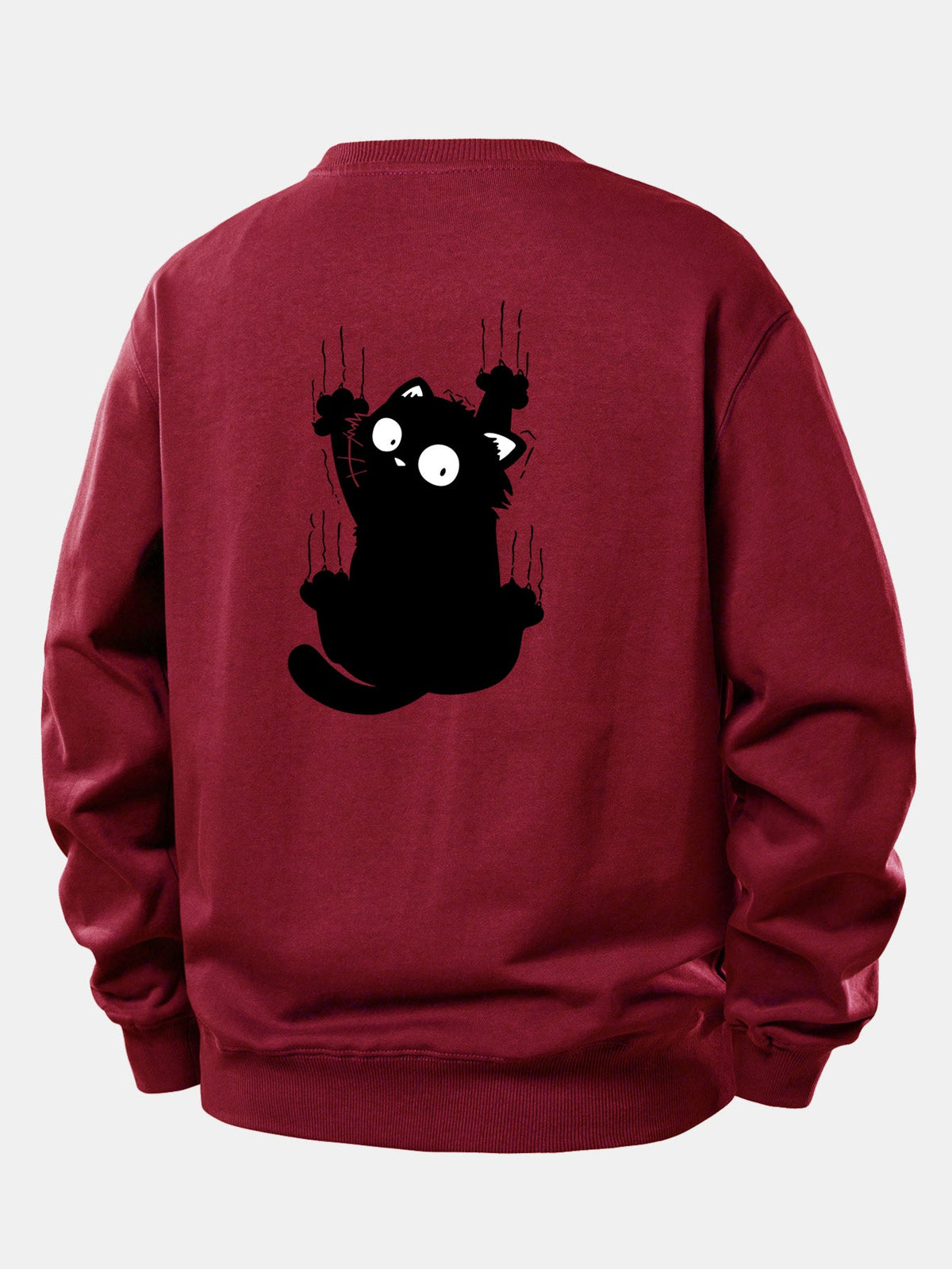 Black Cat Print Relax Fit Sweatshirt
