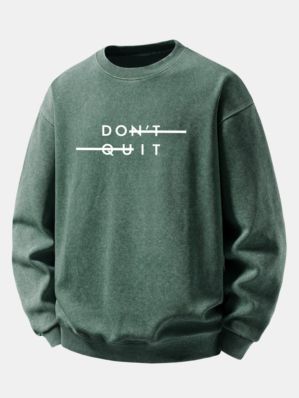Relaxed Fit Don't Quit Print Washed Distressed Sweatshirt