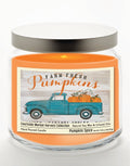 Farm Fresh Pumpkins 12.8 Oz Candle Glass Jar with Brushed Silver Metal Lid