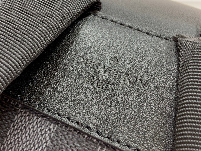 Louis Vuitton Matchpoint Backpack – Damier Graphite Canvas Black Leather Matte Black Red Hardware