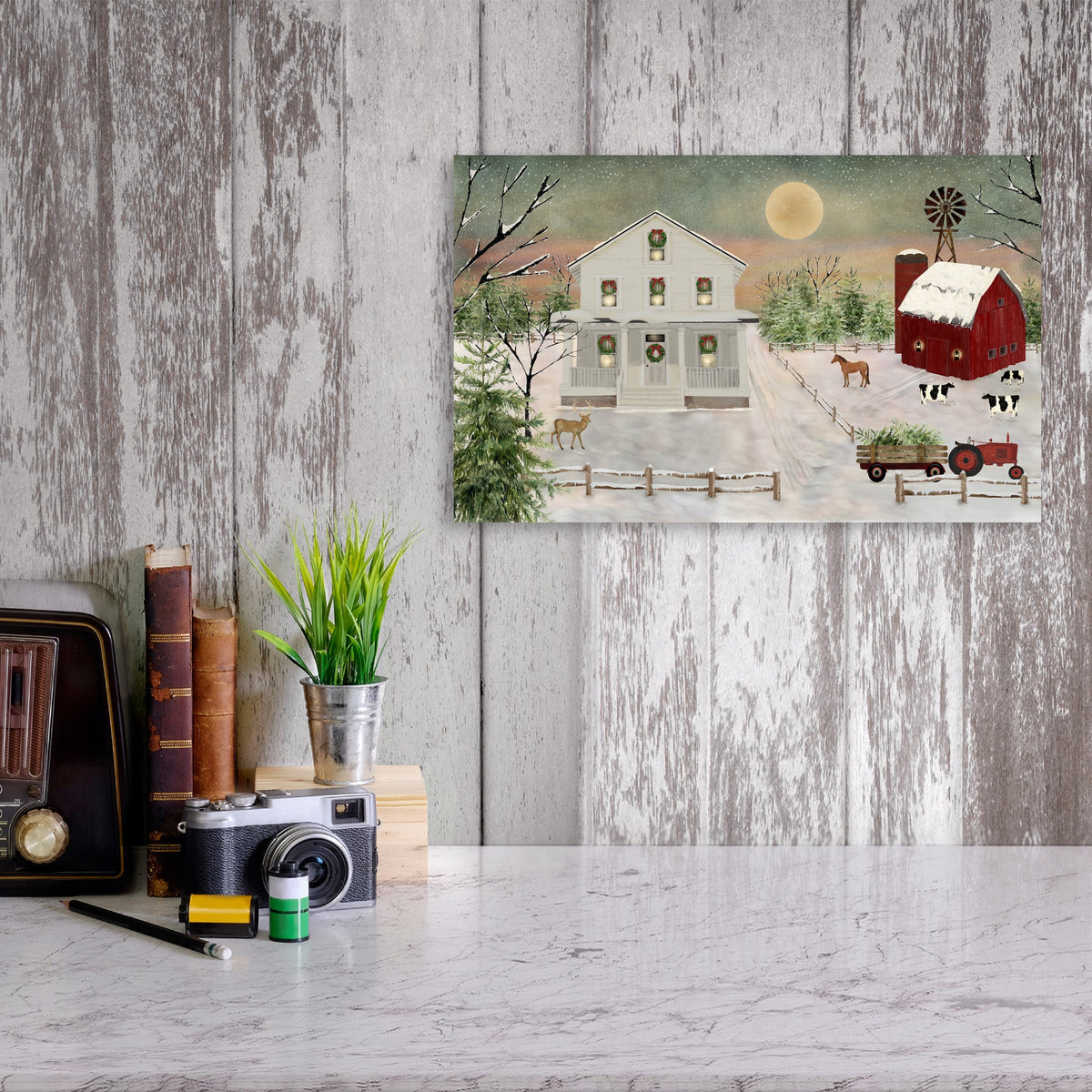 Farm Christmas Gallery-Wrapped Canvas Wall Art