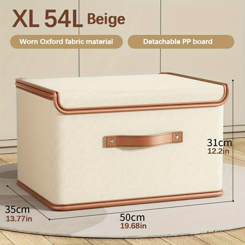 Storage Bins, Two-Pack Foldable Lidded Clothes Organizers with Flip-Top Closure for Under-Bed or Closet Storage