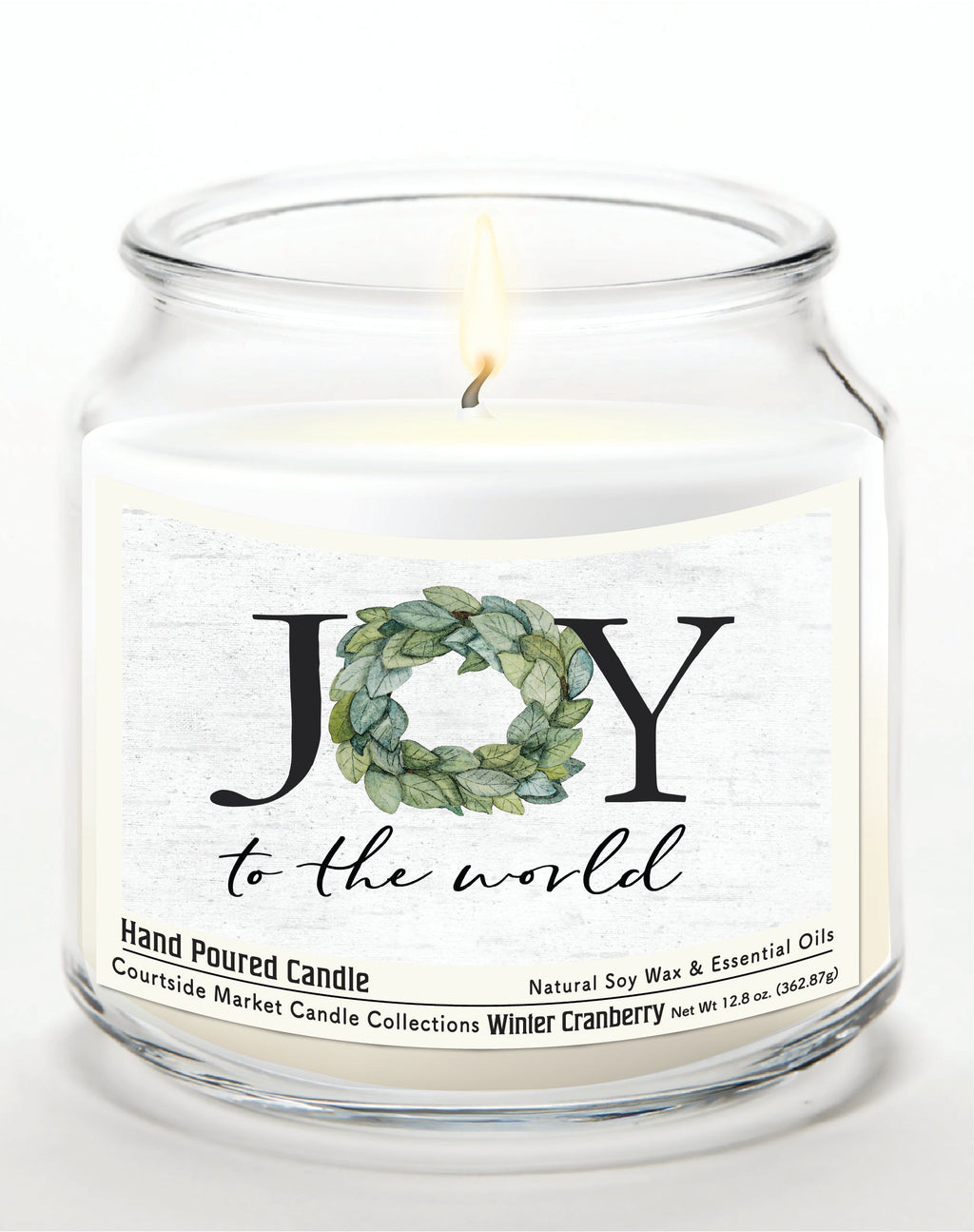 Joy to the World 12.8 Oz Candle Glass Jar with Brushed Silver Metal Lid