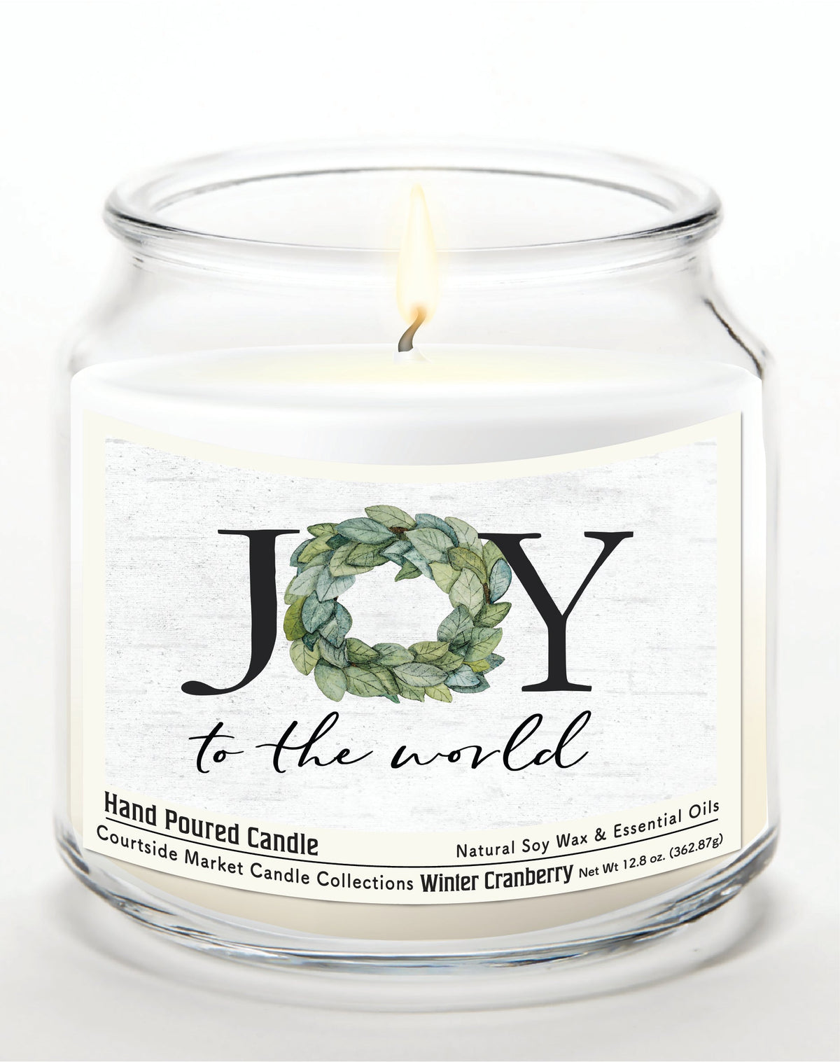 Joy to the World 12.8 Oz Candle Glass Jar with Brushed Silver Metal Lid