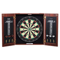 Dartboard Cabinet Set with Steel Tip Darts – 18 Inch Sisal Fiber Board, Retro Wood Cabinet, Scoreboard & Full Accessories Included