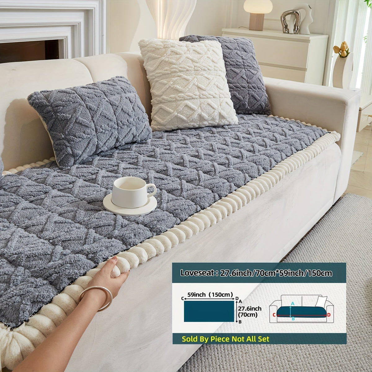 Sofa Cover Bohemian Quilted Shu Velveteen Panels with Ruffles and Design in Five Colors with Model-Specific Size and Color Options
