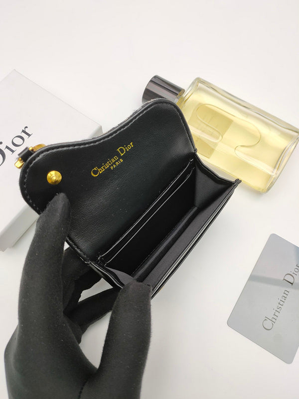 Christian Dior Saddle Card Holder – Oblique Jacquard Black Navy