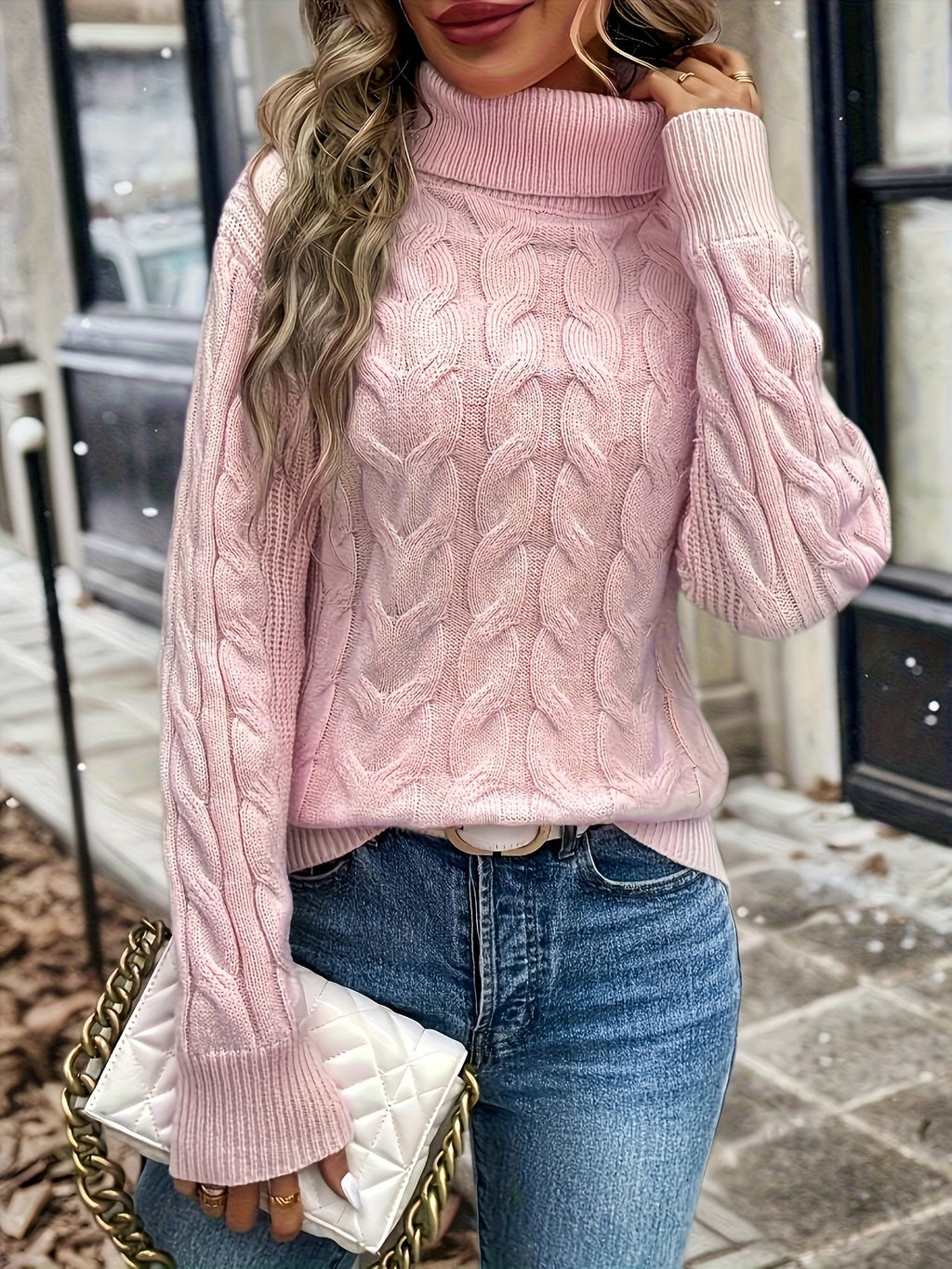Naomi | Zopfstrickpullover mit Rollkragen
