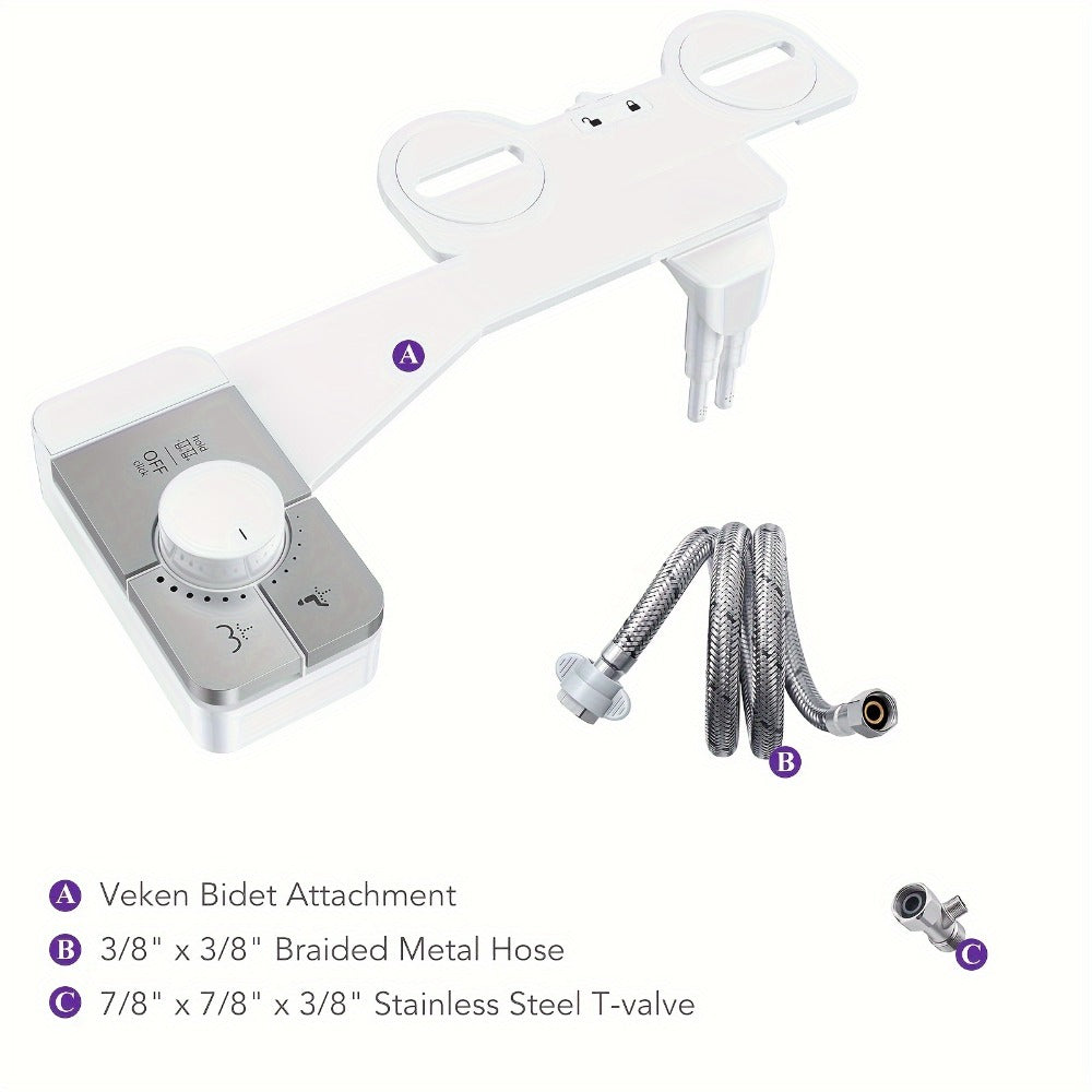 Bidet Attachment, Dual Retractable Nozzle Non-Electric Self-Cleaning Fresh Water Bidet Sprayer, Fits Most Toilets