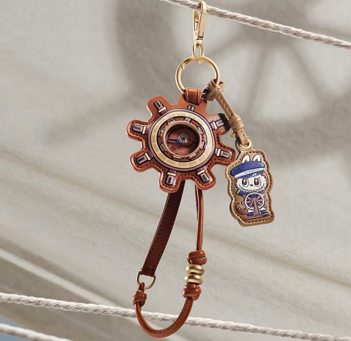The Monsters Flying Labubu Series Compass Pendant