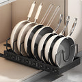 Pull-Out Pot and Pan Lid Rack Cabinet Sliding Storage Organizer - Kitchen Cabinet Slide-Out Box with 8/16 Adjustable Dividers for Lids