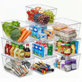 Storage Bins, Ten-Pack Clear Stackable Pantry Containers with Lids and Handles, 11 x 7.5 x 6 Inches