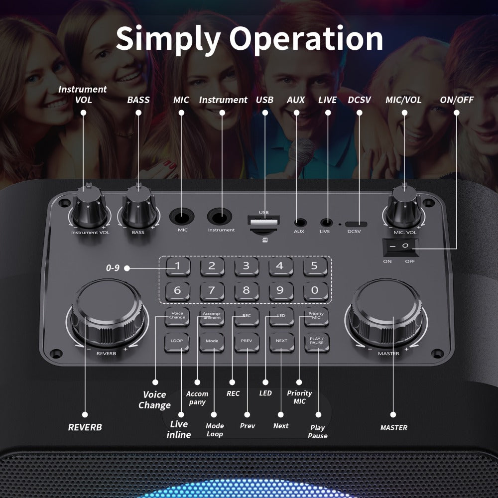 Karaoke Machine, JYX T19-T for Adults 2 Microphones & RGB Light Show, Wireless Bluetooth Speaker