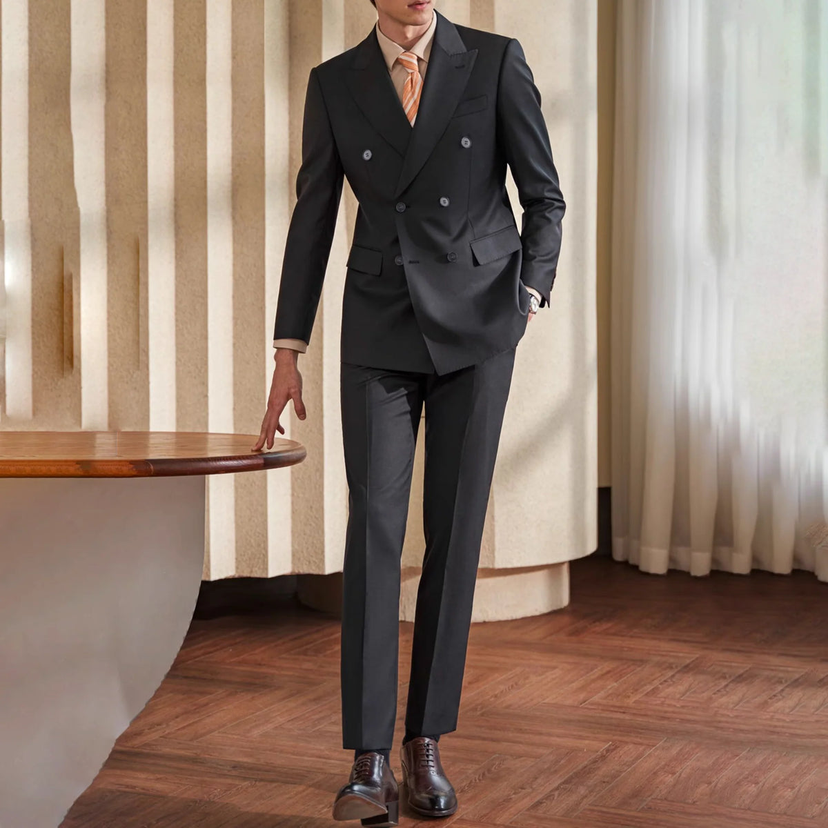 Formal Men's 2 Pieces Mens Suit Peak Lapel Flat (Blazer+Pants)