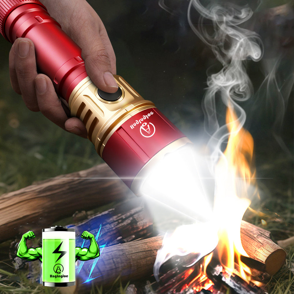 Flashlight 4500-Lumen Fresnel Lens Torch with USB-C Charging and 21700 3000mAh Battery in Red