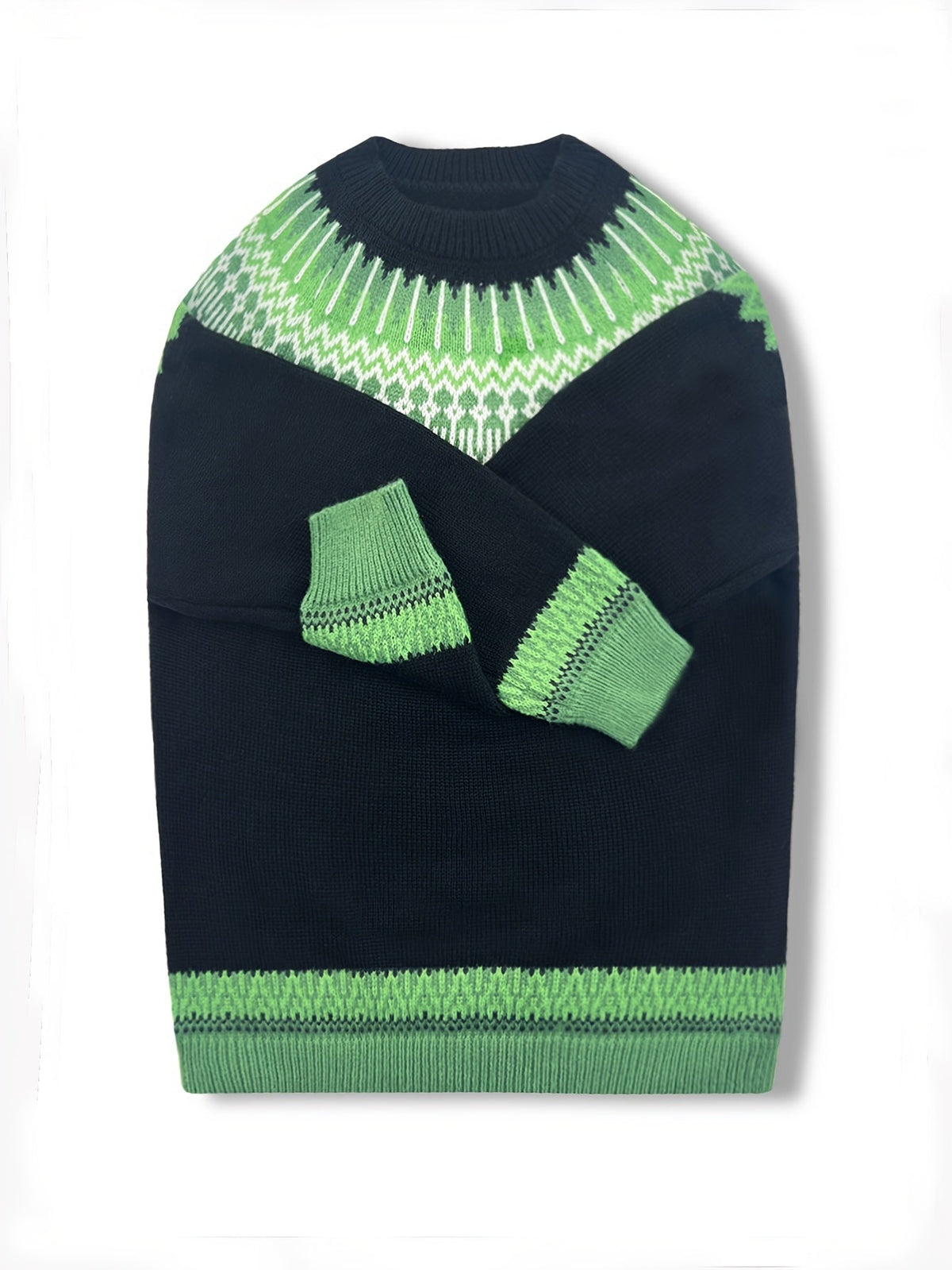 Sylvia | Grobstrick-Jacquardpullover mit Rundhalsausschnitt