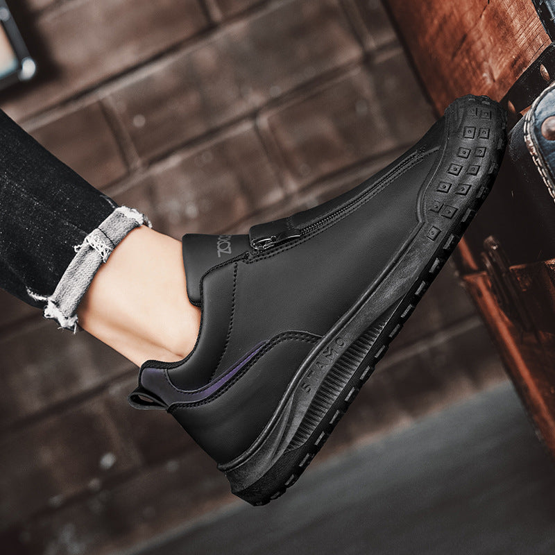 Men’s Low-Top Zipper Slip-On Board Shoes – Sporty & Casual Everyday Wear