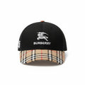 Luxury Black Heritage Check Brim Baseball Cap with Embroidered Knight Logo