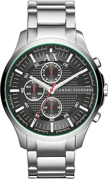 Armani Exchange Hampton AX2163 Herren-Chronograph – Schwarzes Zifferblatt mit silbernem Edelstahlarmband