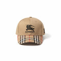 Luxury Heritage Check Brim Baseball Cap with Embroidered Knight Logo