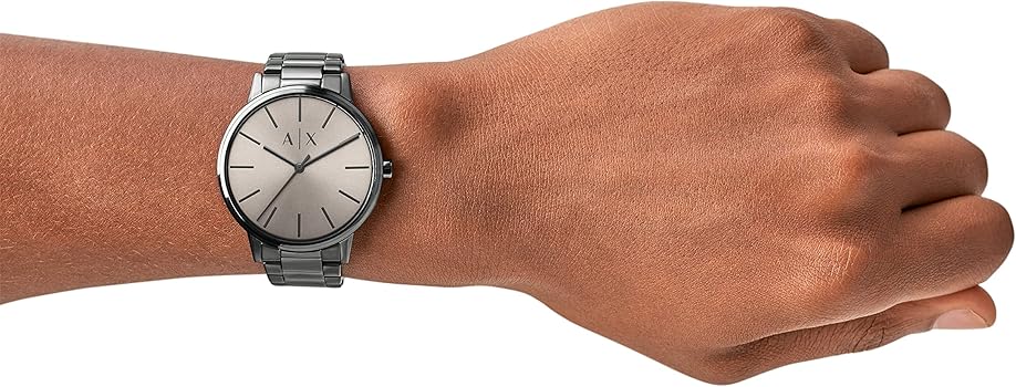 Armani Exchange Cayde AX2722 Herren-Analog-Uhr – Graues Zifferblatt mit passendem grauem Edelstahlarmband