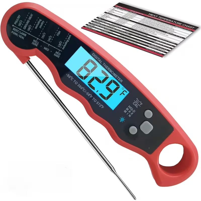 Digital Food Thermometer in a Folding Design with a Backlit Display and a Calibration Mode