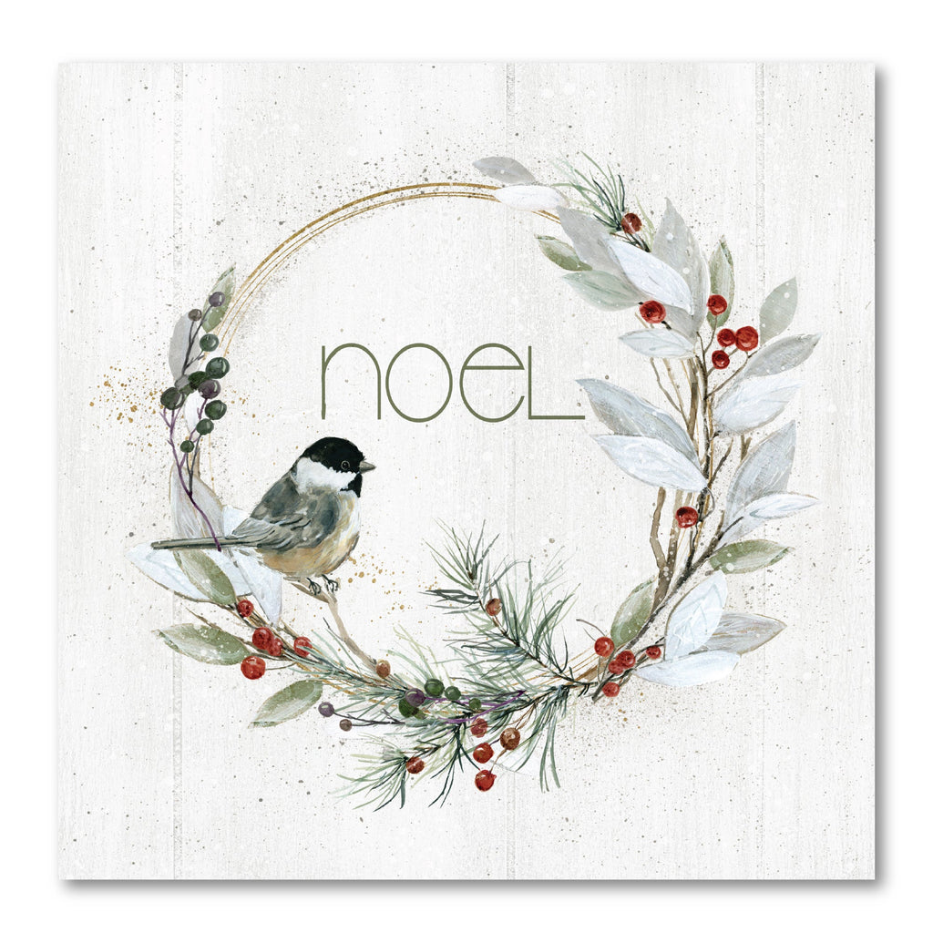 White Noel Wreath Gallery-Wrapped Canvas Wall Art