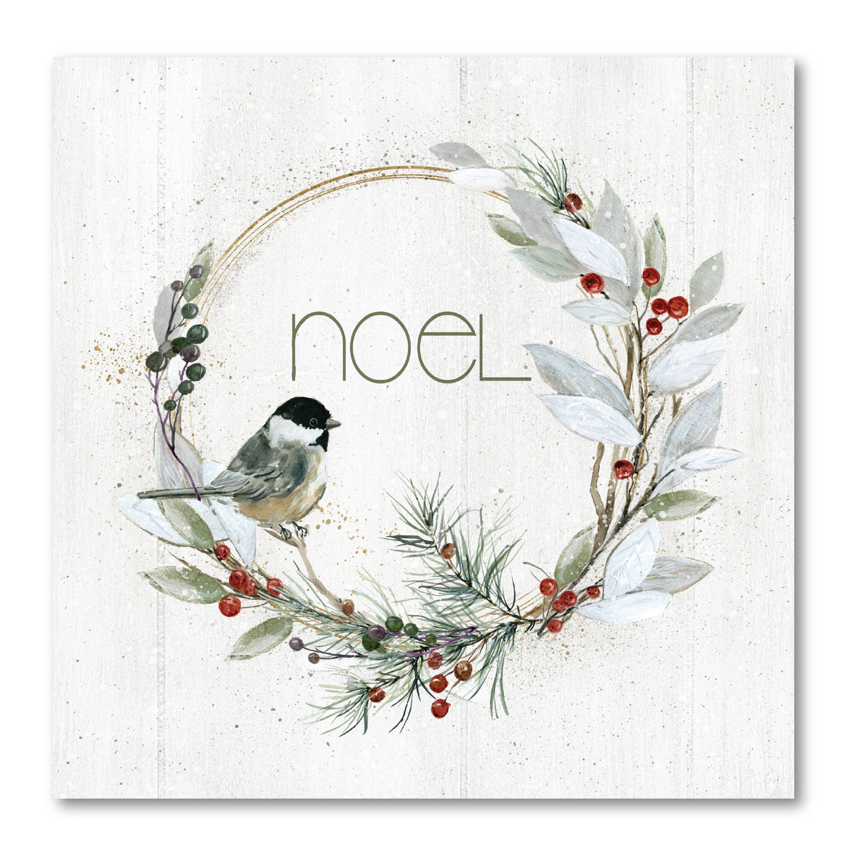 White Noel Wreath Gallery-Wrapped Canvas Wall Art
