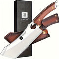 Full-Tang Meat Cleaver with High-Carbon Steel Blade, Wood-Look Handle, Brown Sheath and Presentation Box