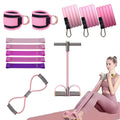Fitness Equipment Pink Multi-Piece Resistance Kit with Fabric Loops Tube Puller and Pedal Puller