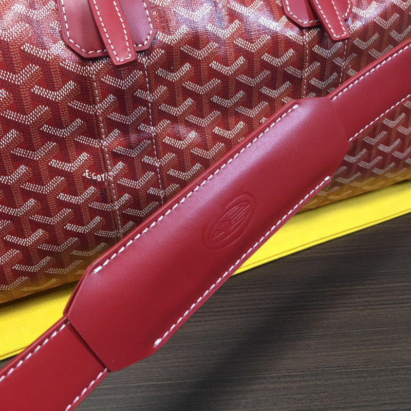 Goyard Boeing 55 Travel Bag – Red Goyardine Canvas Red Leather Silver Hardware