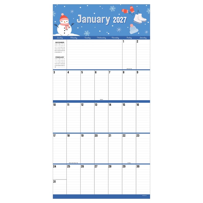 2027 Festive Holiday Themes Wall Calendar