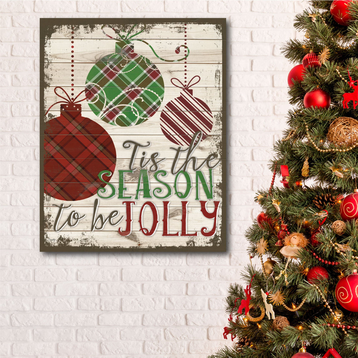 Plaid Christmas I Gallery-Wrapped Canvas Wall Art