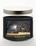Halloween Collection Barn Moon Light 12.8 Oz Candle Glass Jar with Brushed Silver Metal Lid