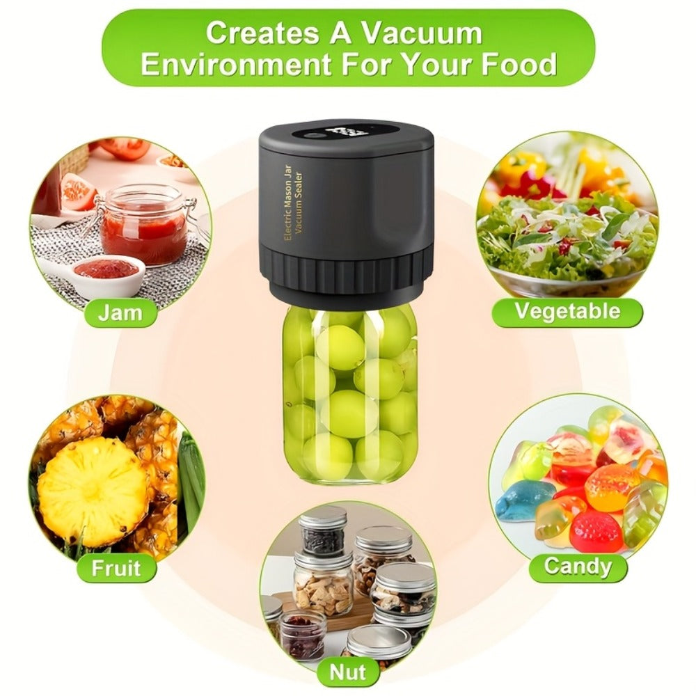 Vacuum Sealer Kit with Regular- and Wide-Mouth Adapters and Lid Accessories and Charging Cable