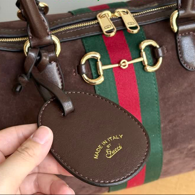 Gucci 1955 Horsebit Boston Bag — Dark Brown Leather
