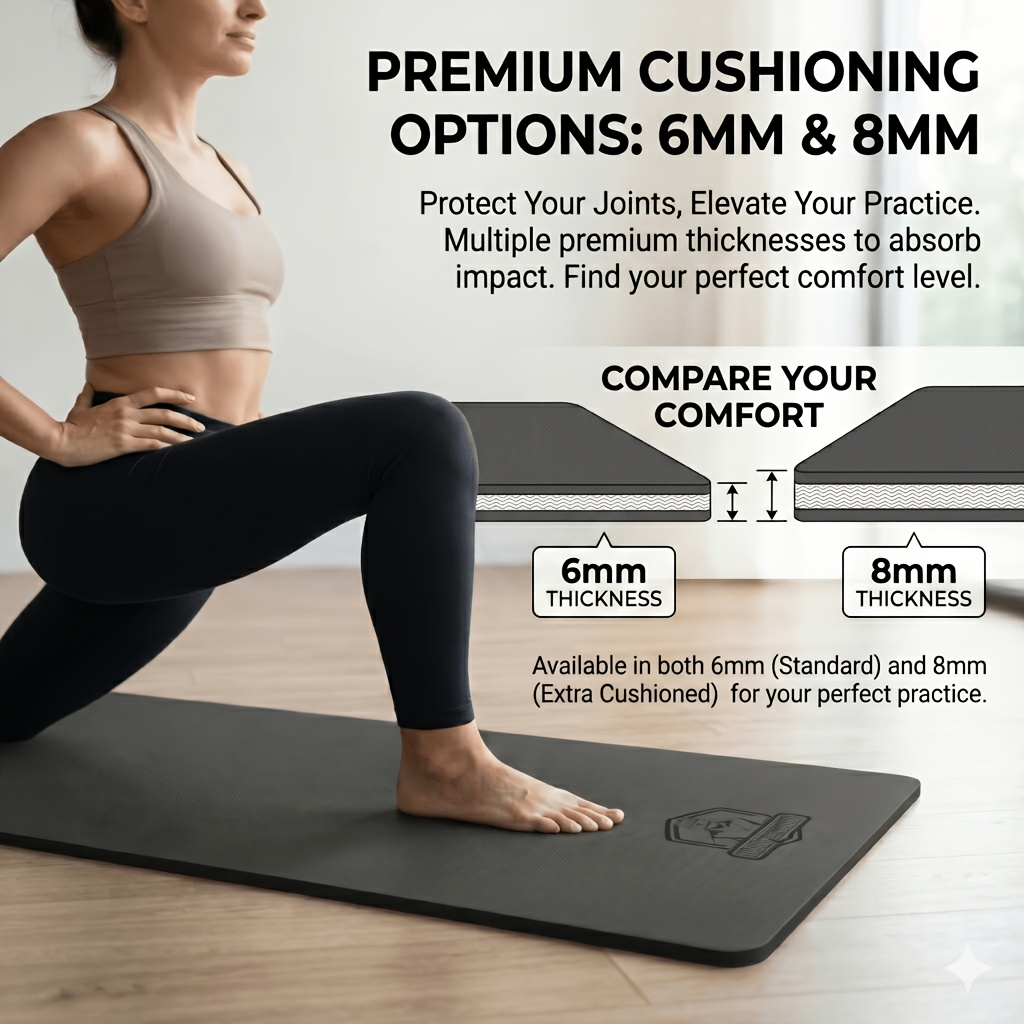 Yoga Mat, Extra Large 6mm TPE Double-Sided Non-Slip Exercise Mat with Carry Bag for Yoga and Pilates