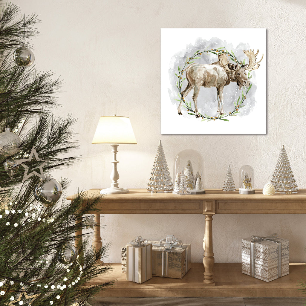 Moose Wreath Gallery-Wrapped Canvas Wall Art