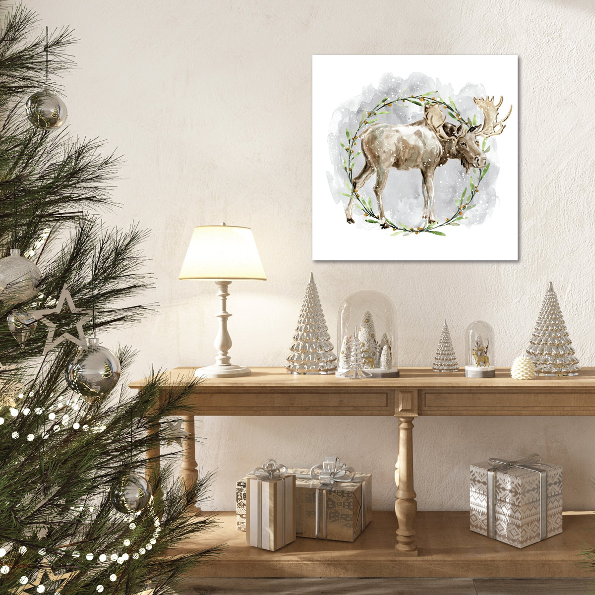 Moose Wreath Gallery-Wrapped Canvas Wall Art