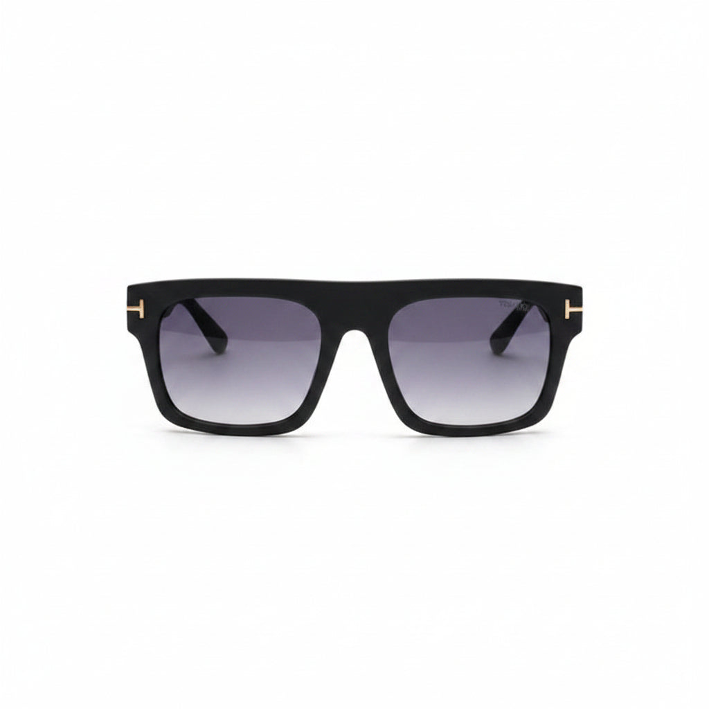 Tom Ford Flat-Top Square Sunglasses — Matte Black